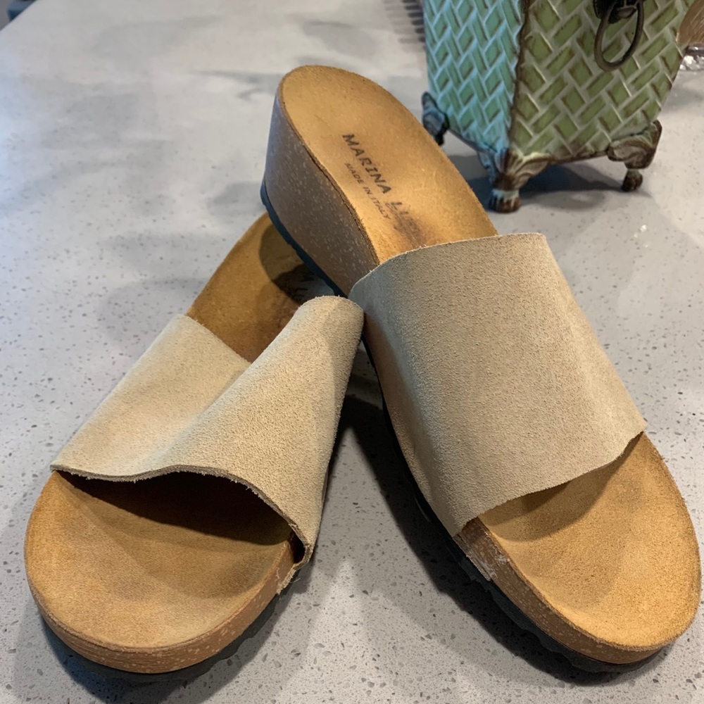 Marina Luna Tan Leather Cork Sandals